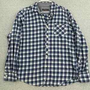 Ben Sherman Shirt Mens XL Blue Plaid Button Up Long Sleeve Pocket Cotton Casual